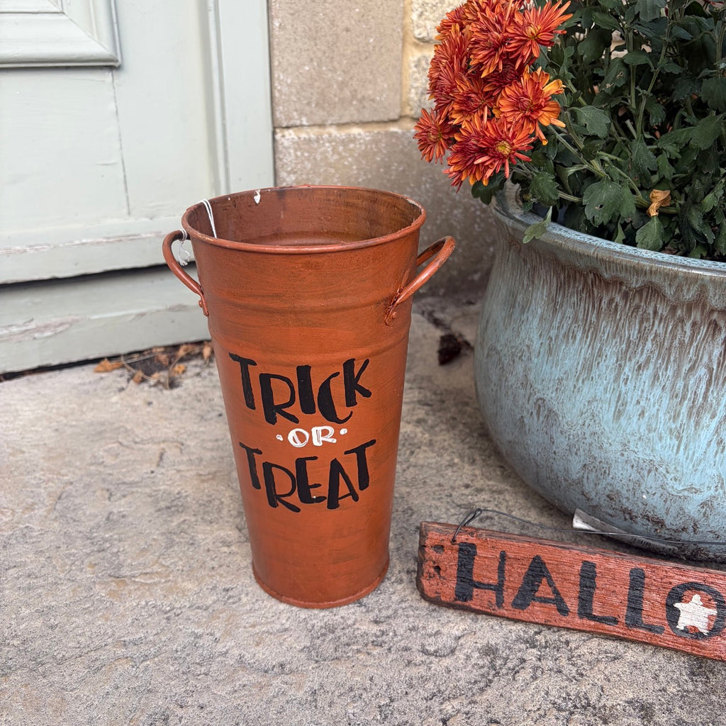Trick or Treat Aged Tall Metal Bucket