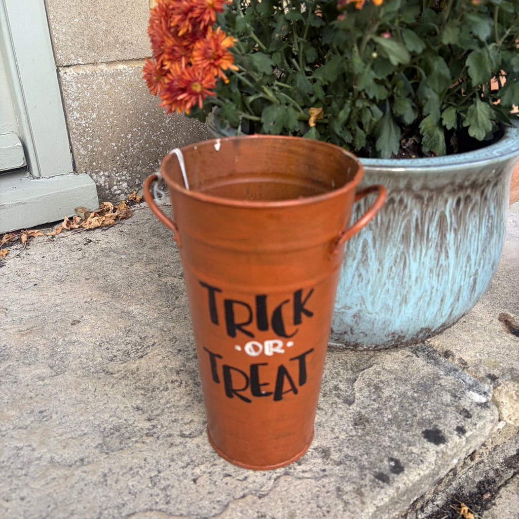 Trick or Treat Aged Tall Metal Bucket