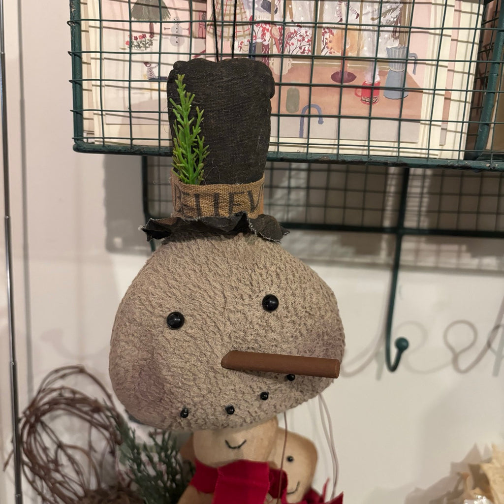 Believe Stiffened Top Hat Snowman Hanger