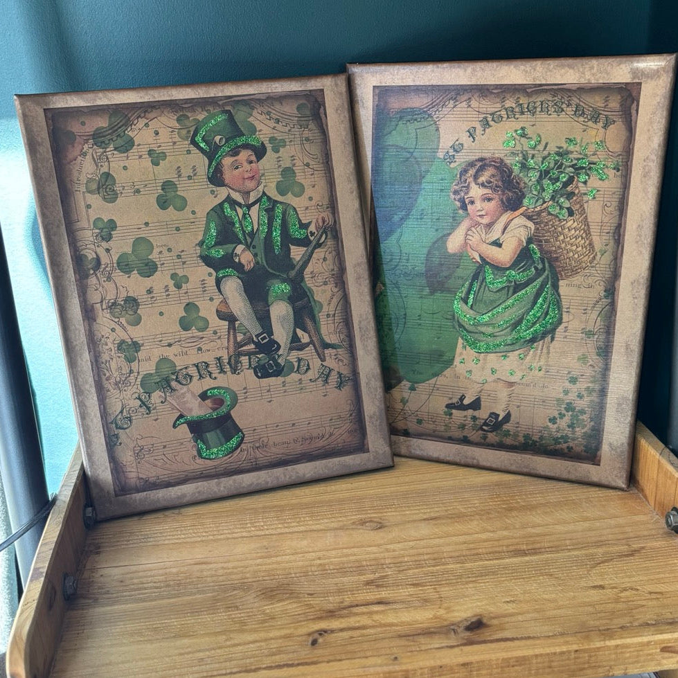 Vintage Style St Patrick's Day Girl Canvas