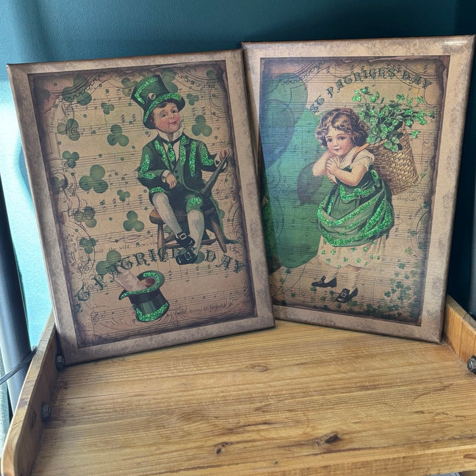 Vintage Style St Patrick's Day Boy Canvas