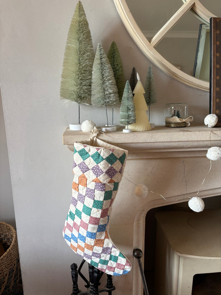 Vintage American Patchwork Quilt Stocking
