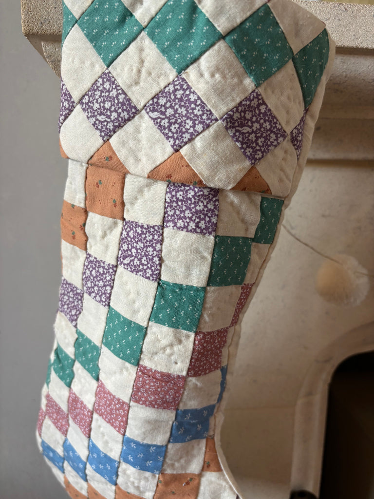 Vintage American Patchwork Quilt Stocking