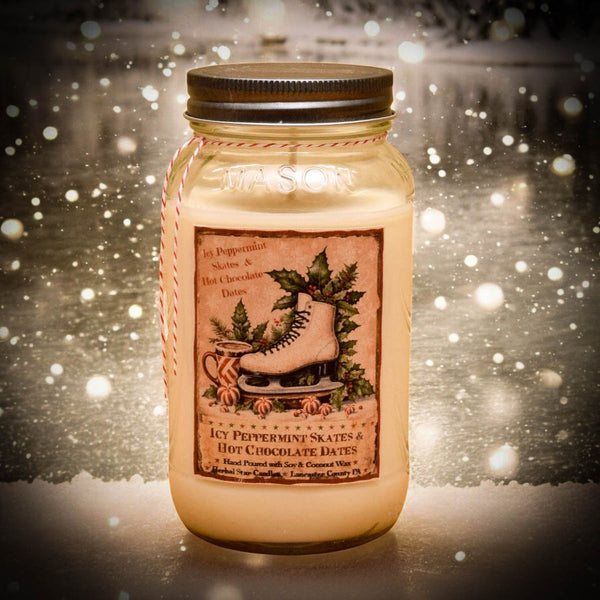 Icy Peppermint Skates & Hot Chocolate Dates 24oz Soy Mason Jar Candle