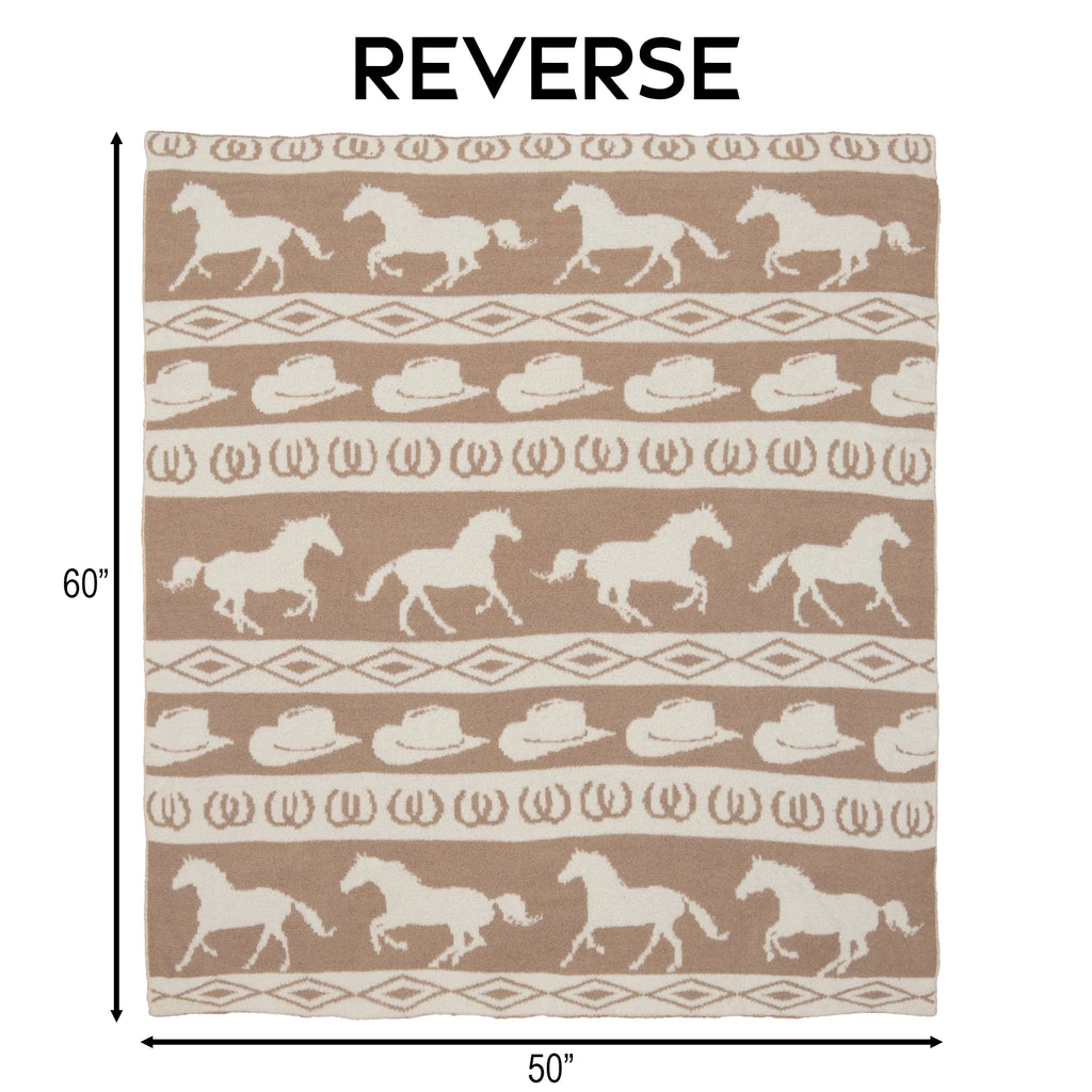 Tan Rodeo Stretchy Throw Blanket