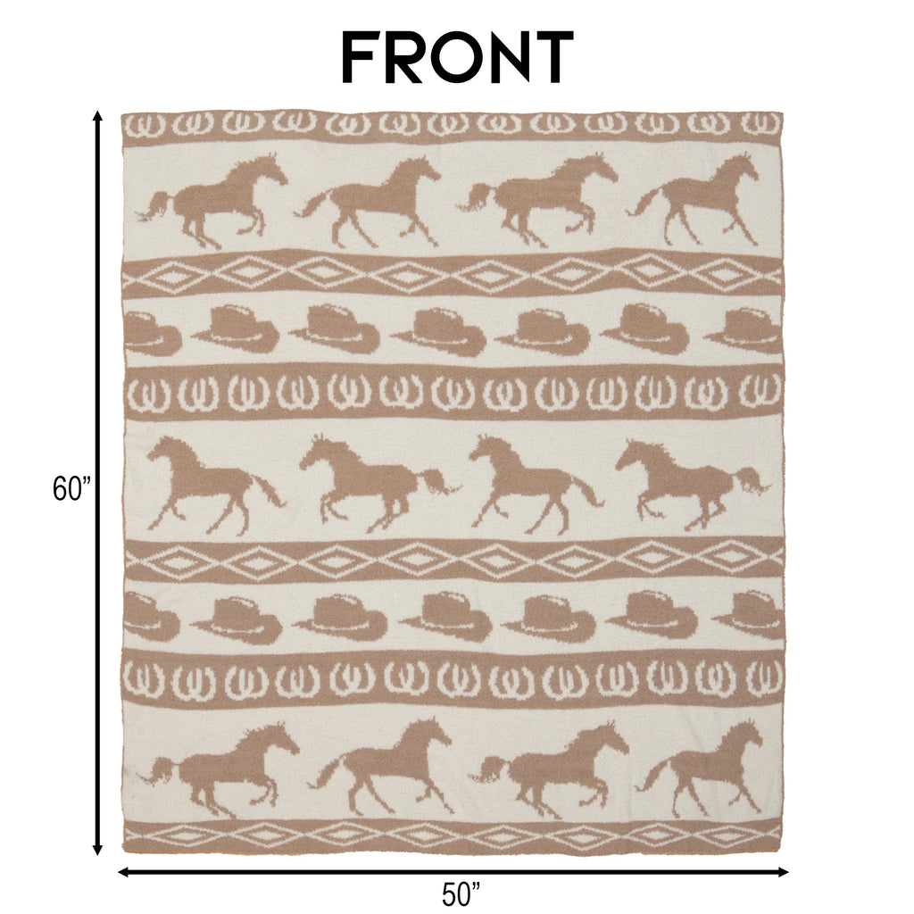 Tan Rodeo Stretchy Throw Blanket