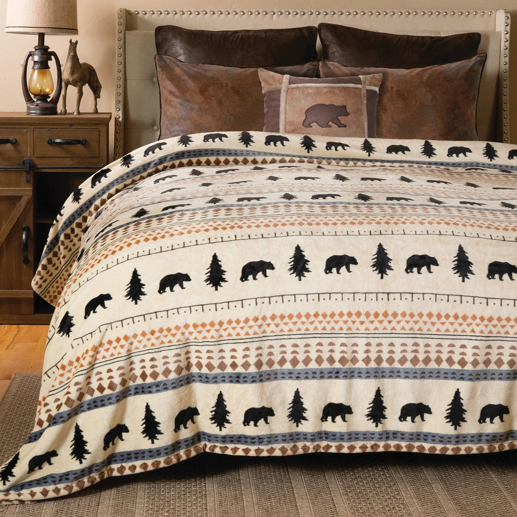 Scandinavian Bear King Sized Plush Blanket