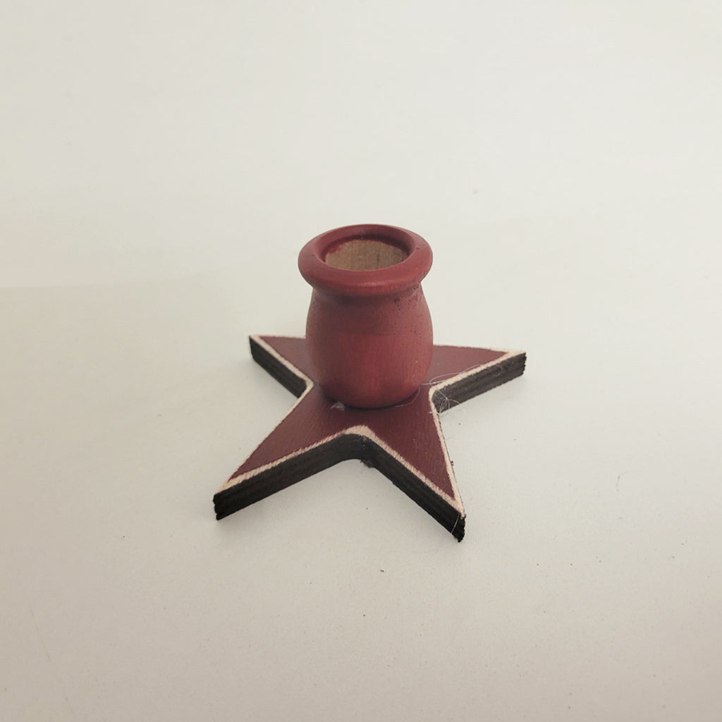 Primitive Barn Red Star Timer Taper Candle Holder