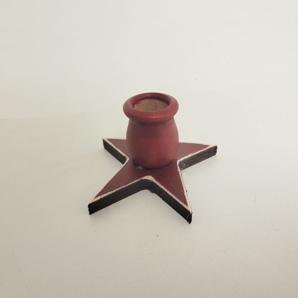 Primitive Barn Red Star Timer Taper Candle Holder