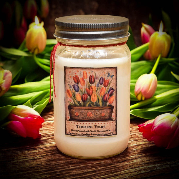 Timeless Tulips Soy Mason Jar Candle