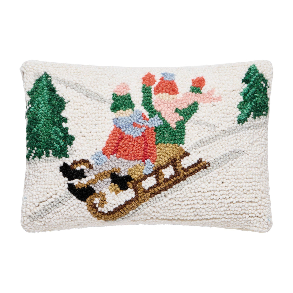 Sledding Hooked Cushion