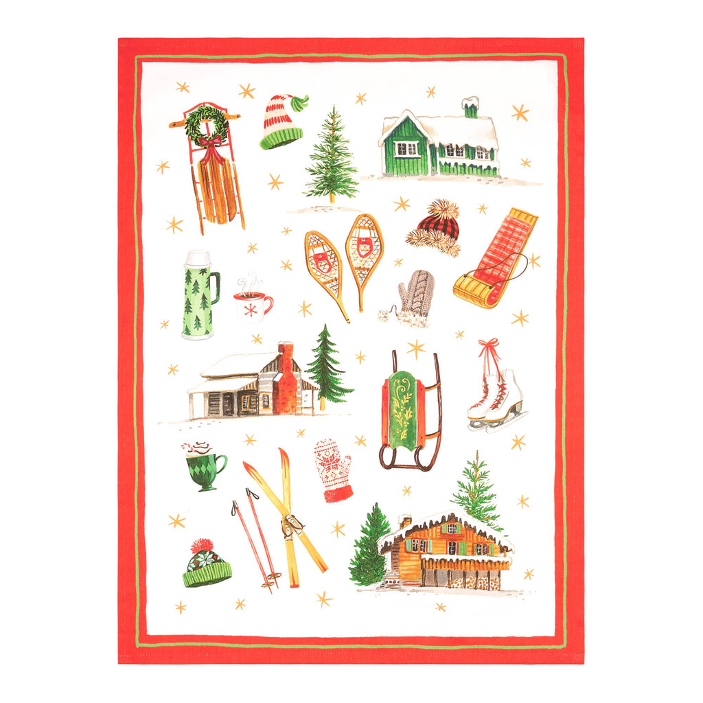 Sleds and Skis Tea Towel