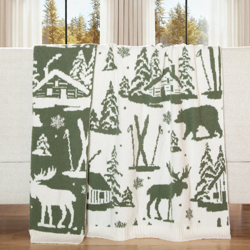 Alpine Woods Stretchy Throw Blanket