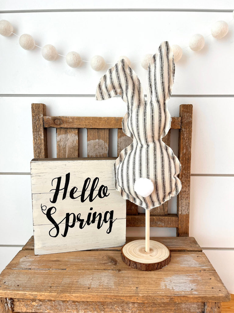 Rustic Farmhouse Stripe Floppy Ear Spring Bunny