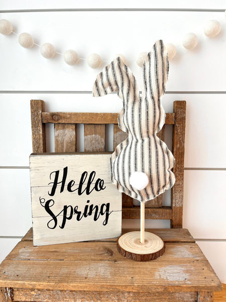 Rustic Farmhouse Stripe Floppy Ear Spring Bunny