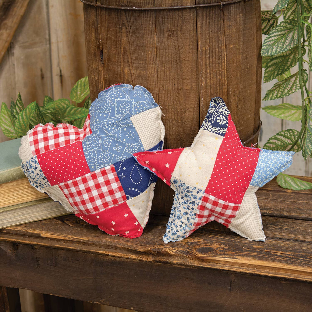 Patchwork Americana Heart Cushion