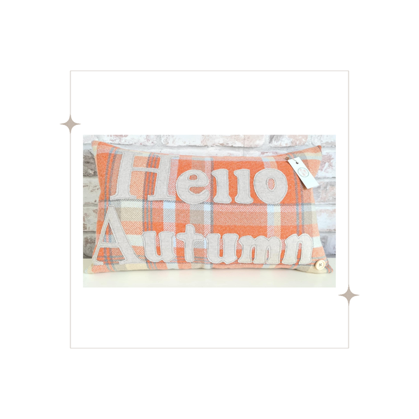 Hello Autumn Cushion | New England Style Fall Decorations and Candles ...