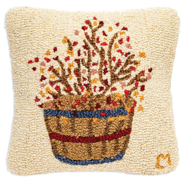 Bittersweet Berries Basket Hooked Wool Cushion