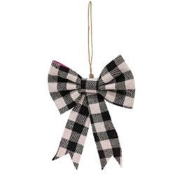 Black and White Gingham Bow Clip Ornament