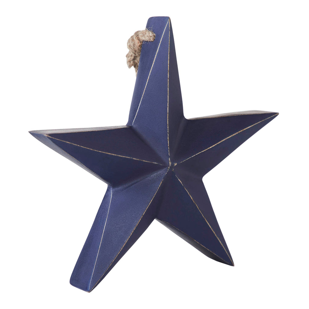 Blue Hanging Wooden Star Decoration - Olde Glory