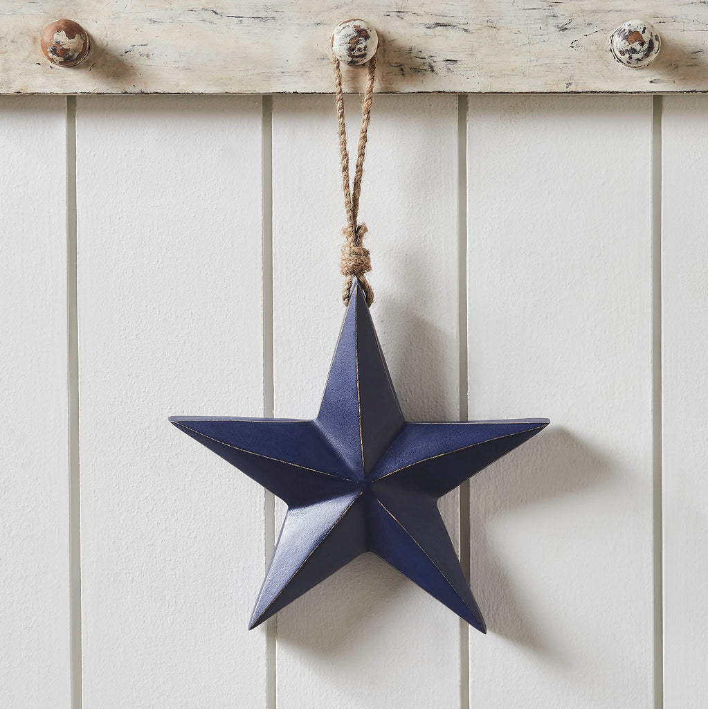 Blue Hanging Wooden Star Decoration - Olde Glory