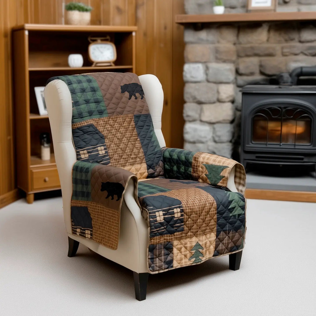 Brown Bear Cabin Chair Cover