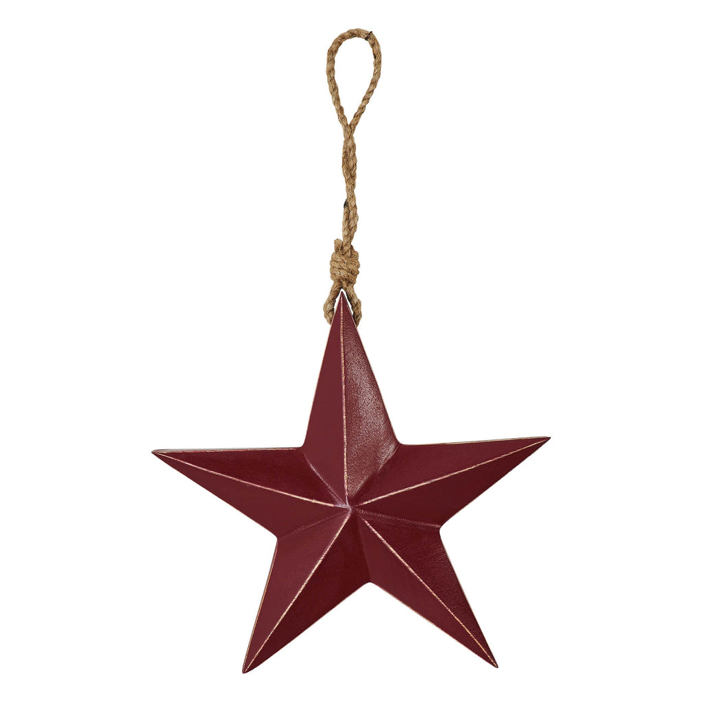 Burgundy Hanging Wooden Star Decoration - Olde Glory