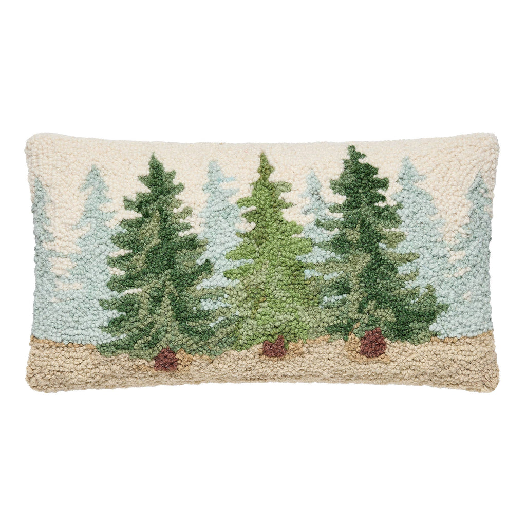 Woodland Pine Trees Hooked Cushion