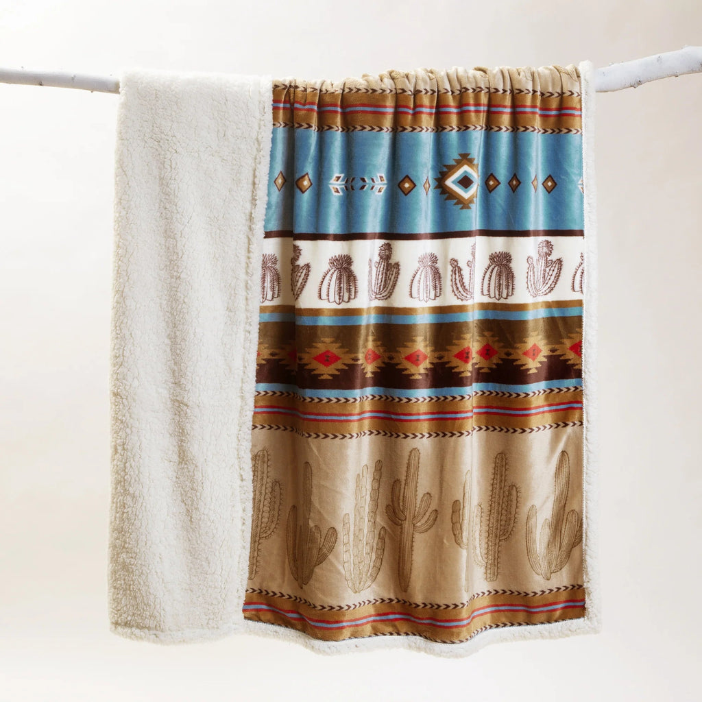 Cactus Southwestern Plush Throw - Olde Glory