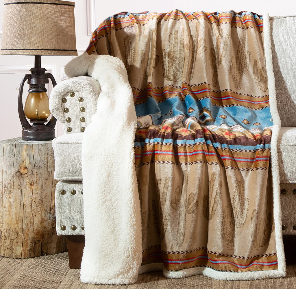 Cactus Southwestern Plush Throw - Olde Glory