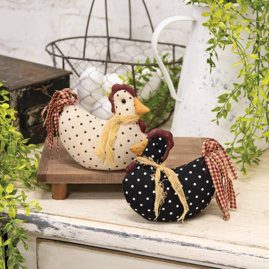 Stuffed Mini Polka Dotted White Chicken Sitter