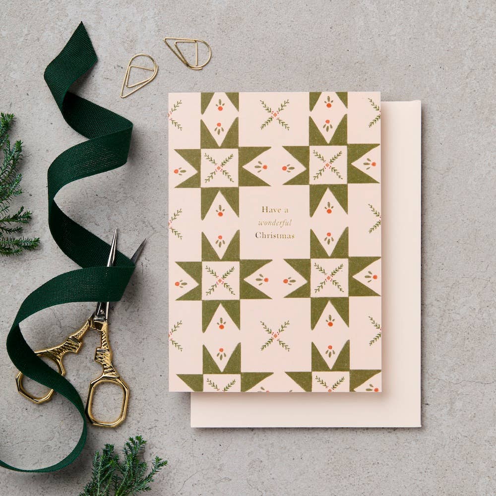 Have A Wonderful Christmas Quilt Green Card