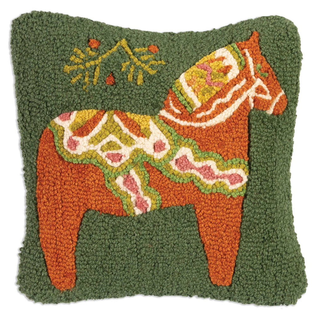 Dala Horse Hooked Wool Cushion