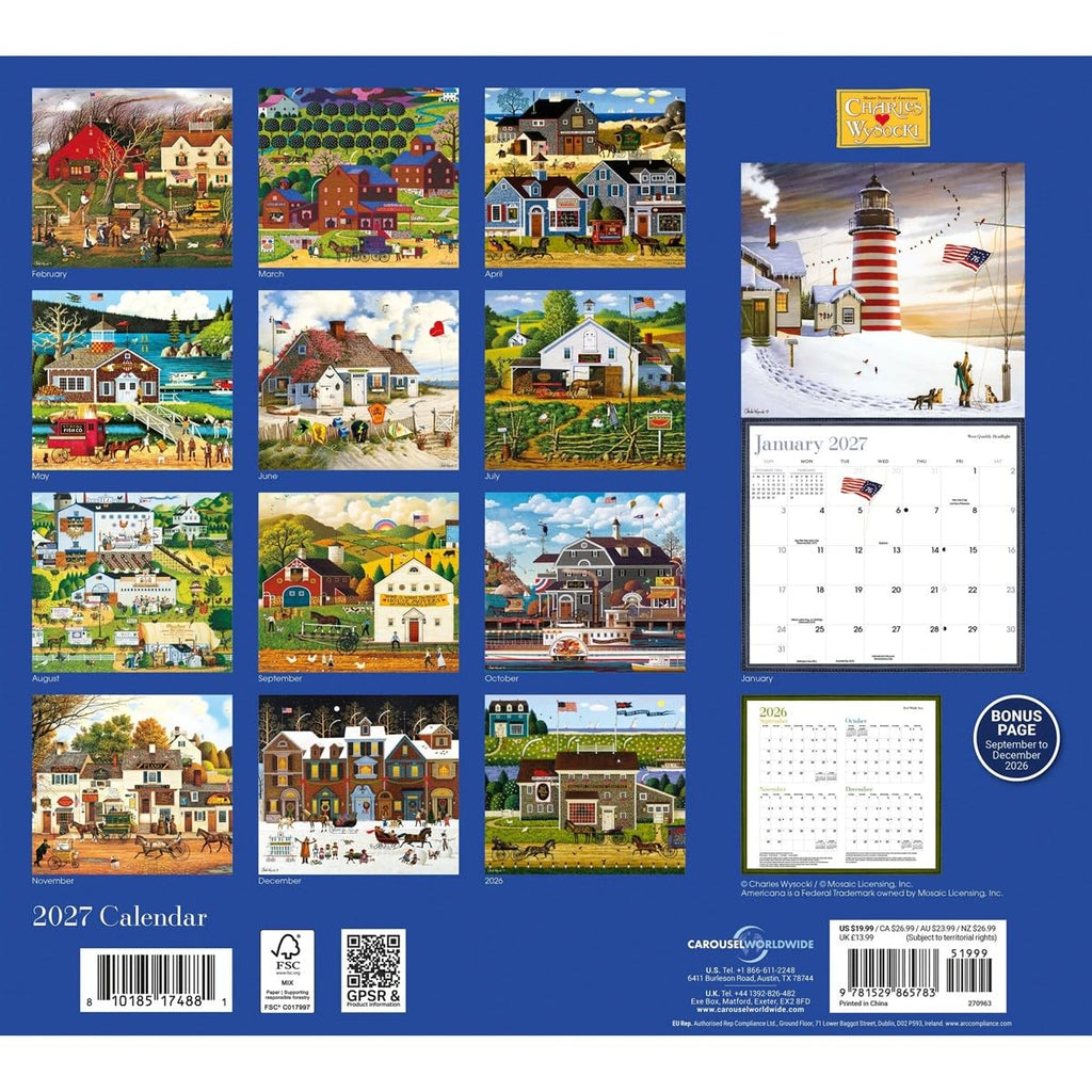 Charles Wysocki 2027 Deluxe Wall Calendar