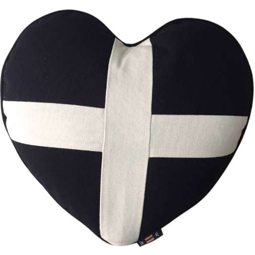 Cornish St Piran's Flag Heart Cushion