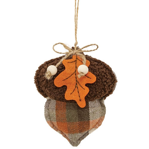Plaid Acorn Ornament