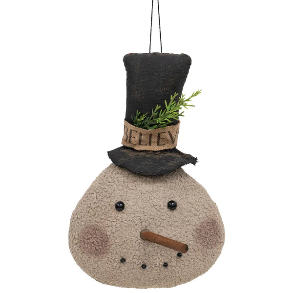 Believe Stiffened Top Hat Snowman Hanger