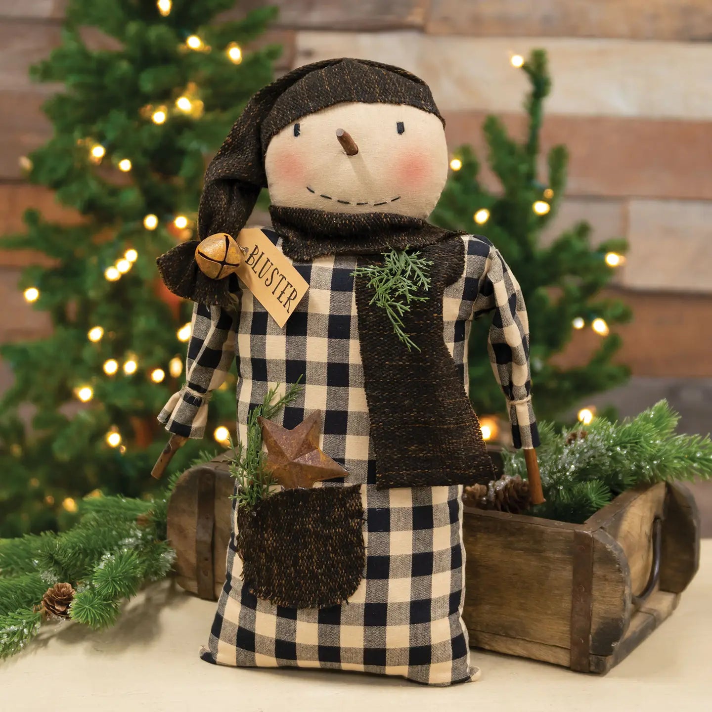 thumbnail image 2 of Grubby Primitive Rustic Snowman Doll – Rag Doll Snow Seth, 14 Inch, Fabric, Multi-Color 2 of 6