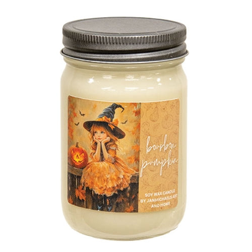 Bourbon Pumpkin Witch Girl Soy Mason Jar Candle