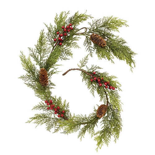 Real Touch Cedar and Red Berry Garland
