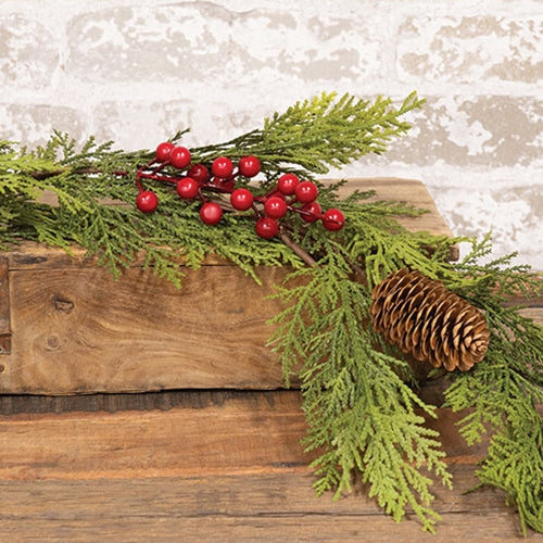 Real Touch Cedar and Red Berry Garland