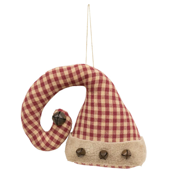 Gingham Santa Hat Hanging Decoration