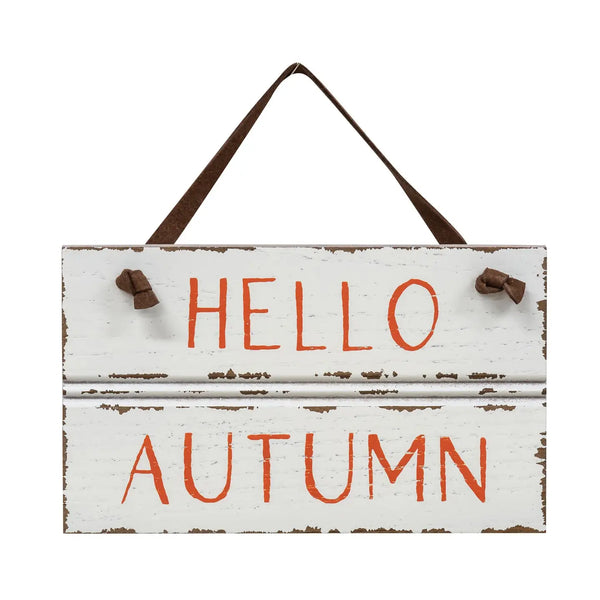 Hello Autumn Sign with Suede Hanger