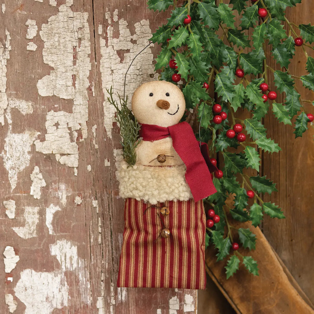 Stuffed Jingle Snowman in Sack Hanging Decoration