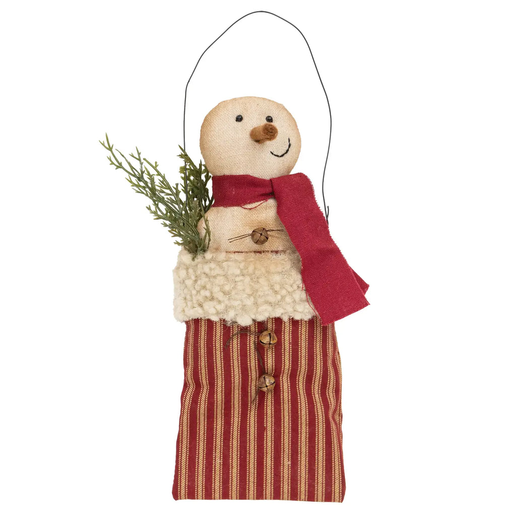 Stuffed Jingle Snowman in Sack Hanging Decoration