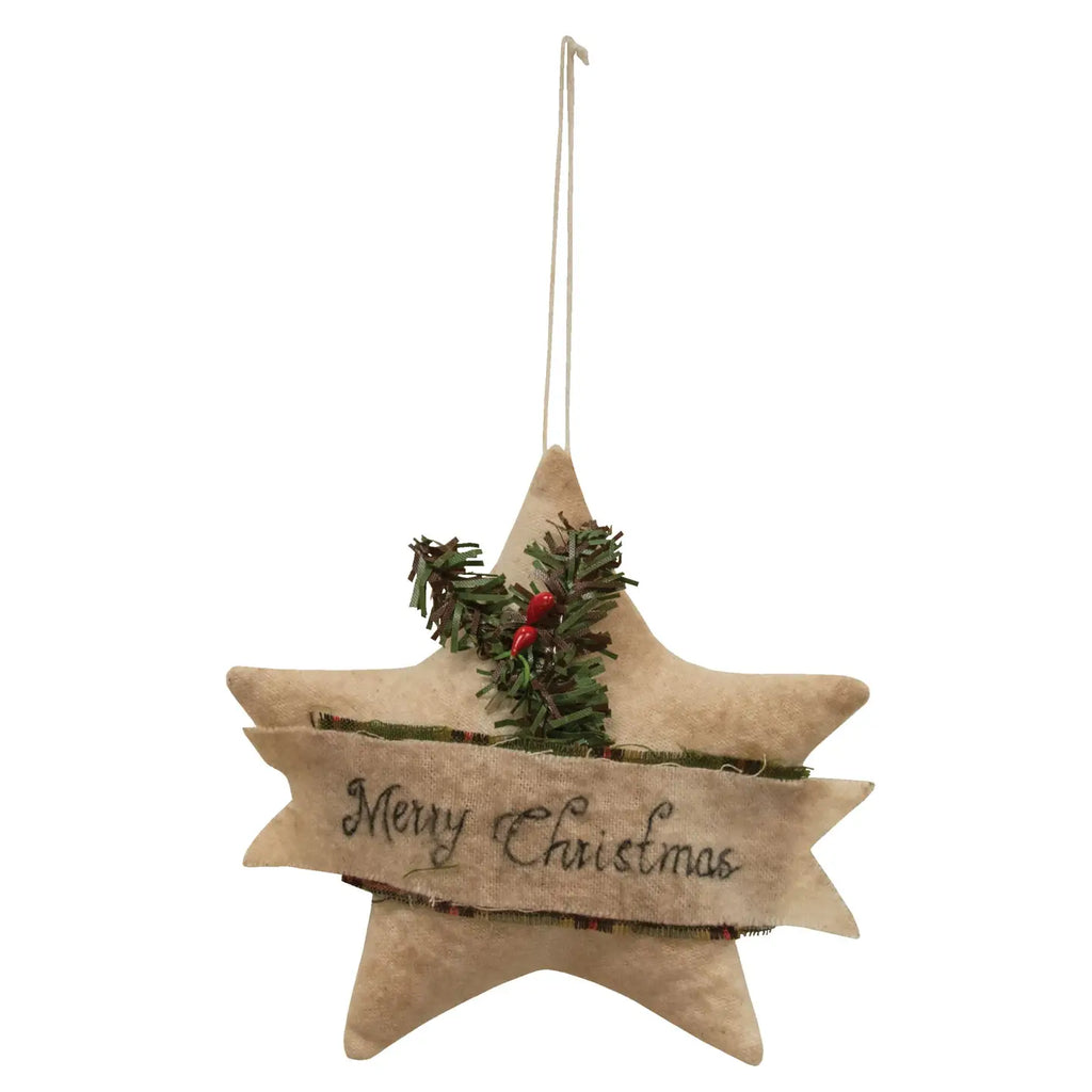 Primitive Merry Christmas Star Ornament