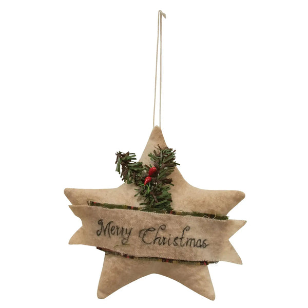 Primitive Merry Christmas Star Ornament