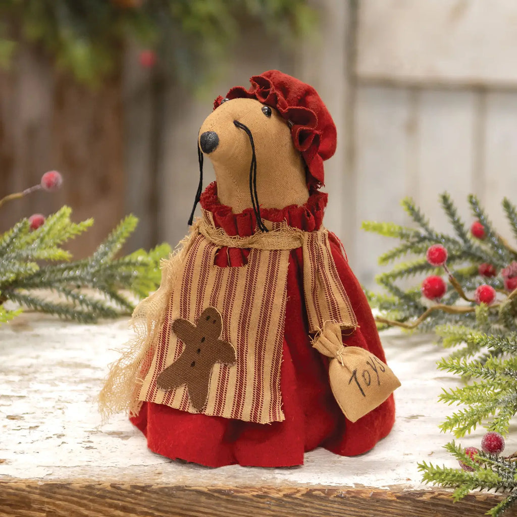 Mrs Claus Mouse with Gingerbread Apron