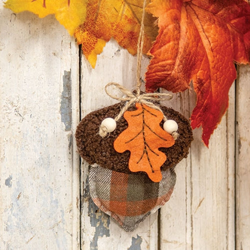 Plaid Acorn Ornament