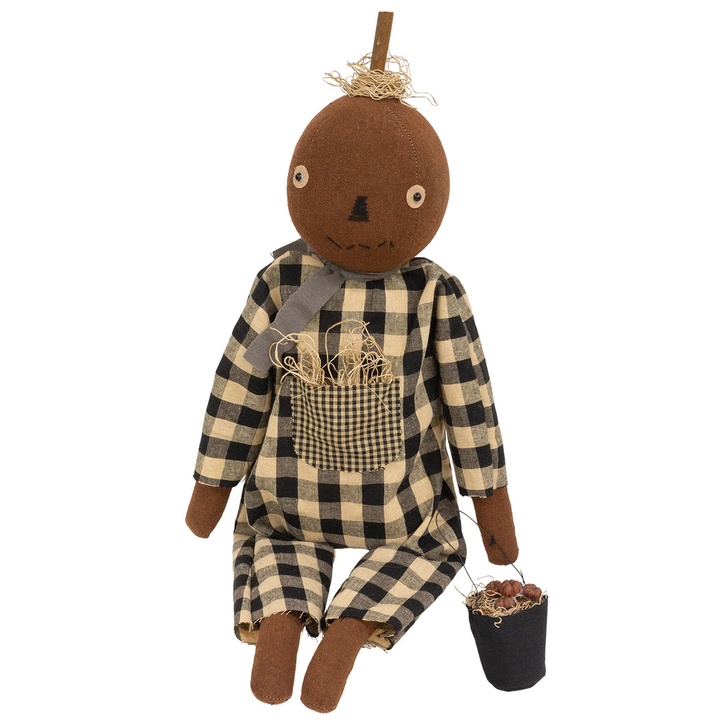 Primitive Pumpkin Doll with Apple Pail